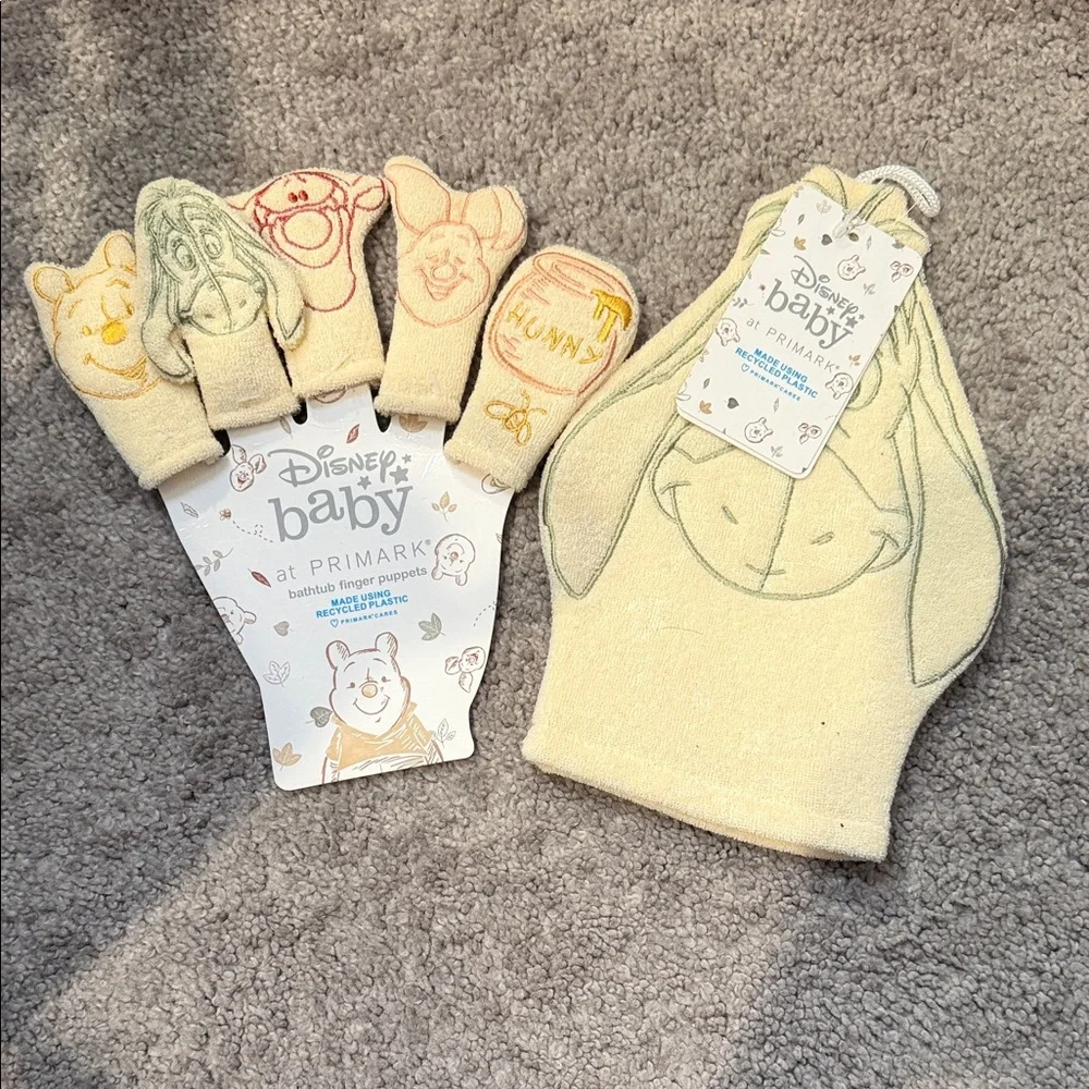 Disney Baby Yellow Bath Mitt and Finger Puppets